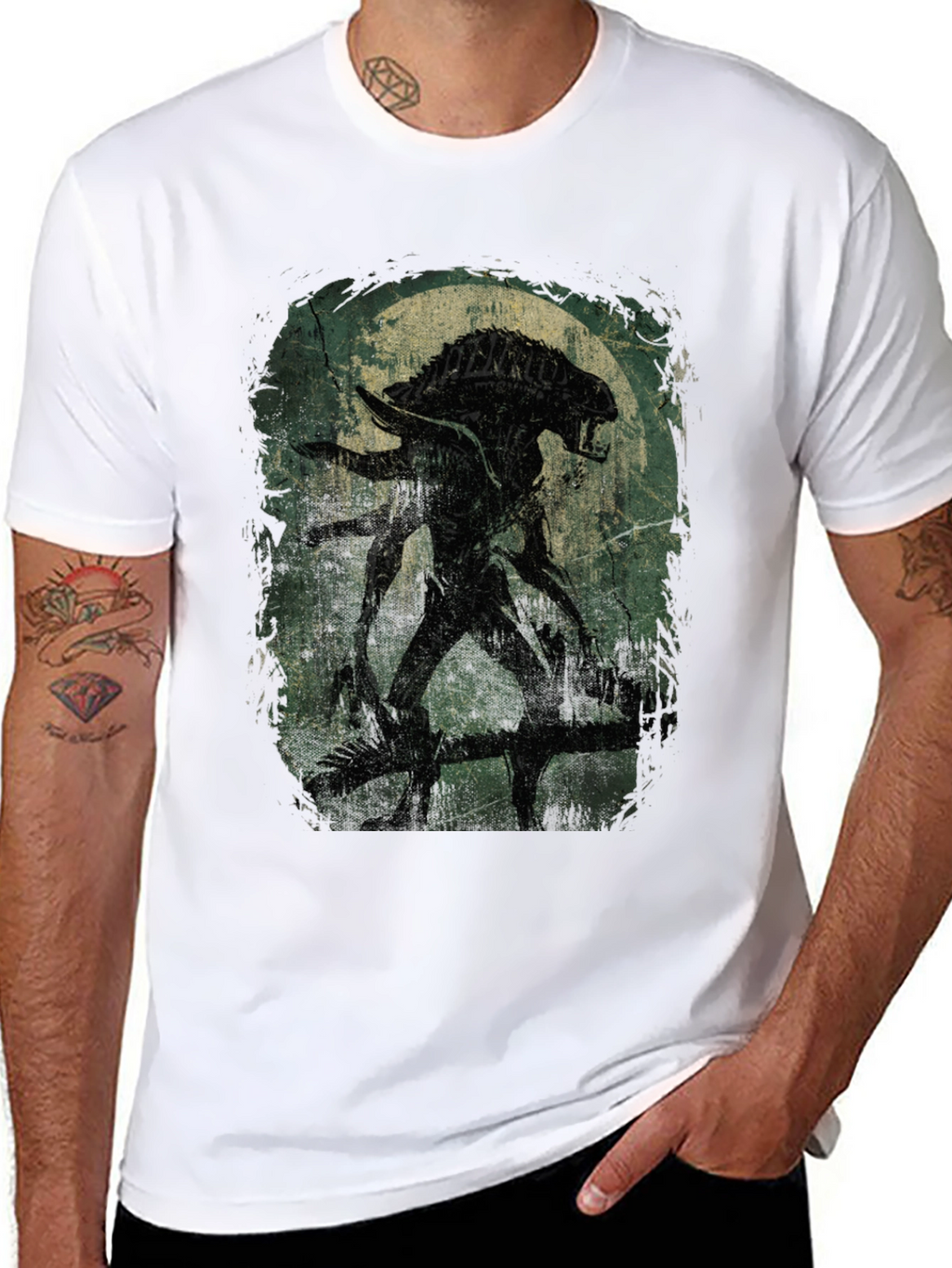 Alien Xenomorph Graphic Print Black T-Shirt
