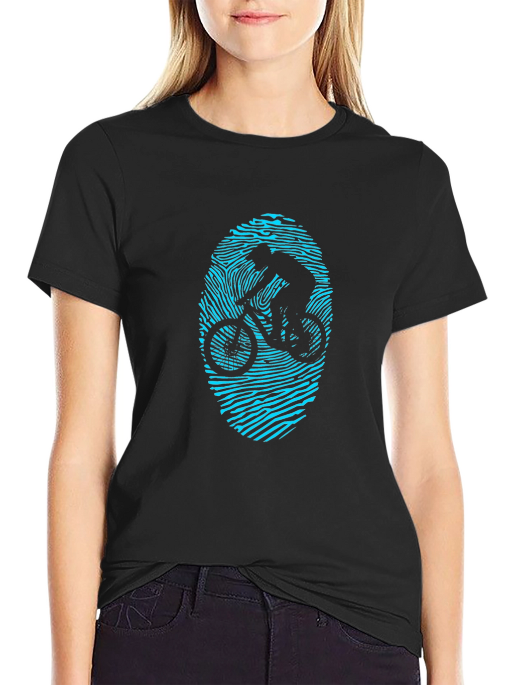 Mountain Bike Fingerprint Graphic T-Shirt