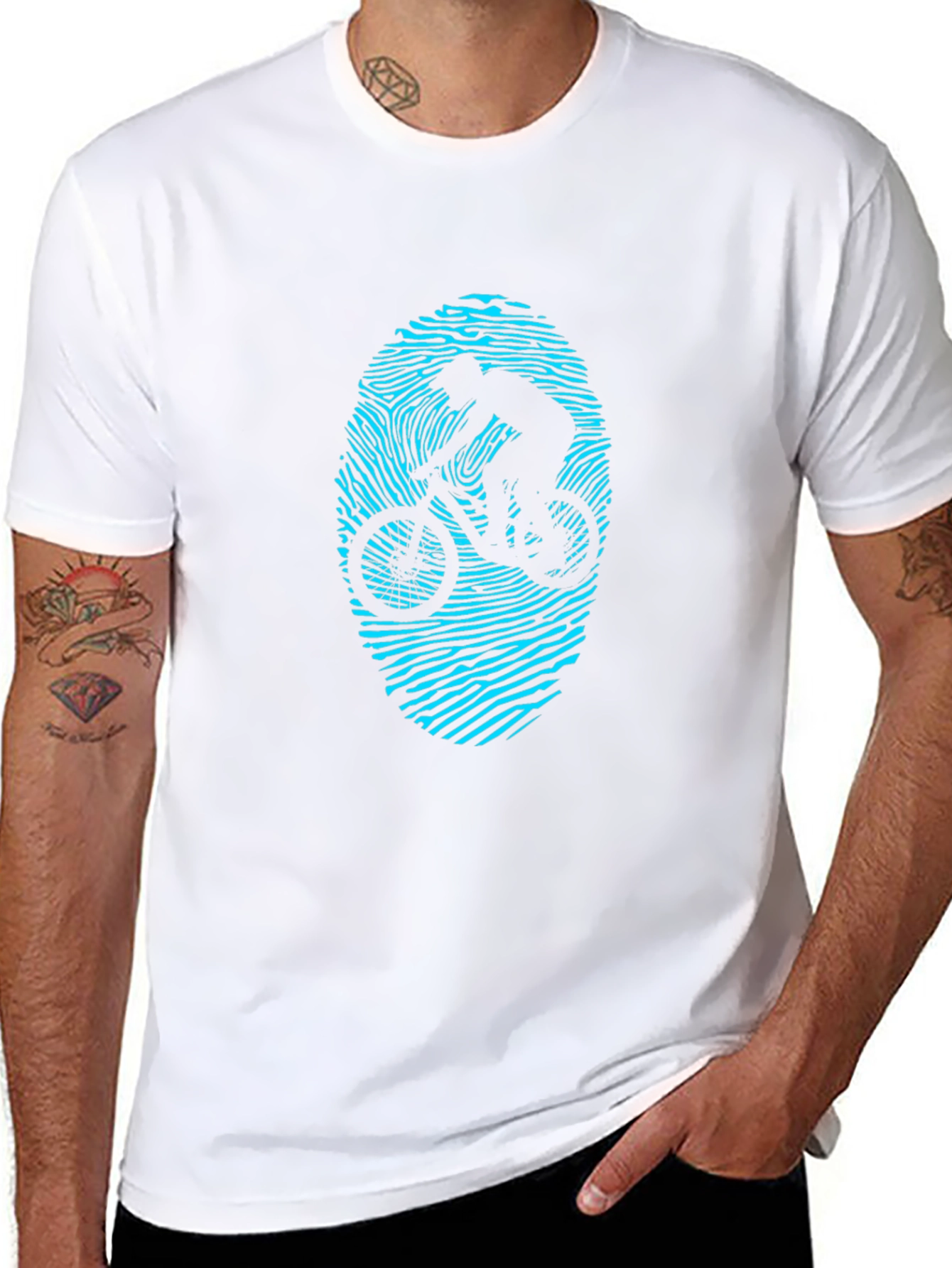 Mountain Bike Fingerprint Graphic T-Shirt