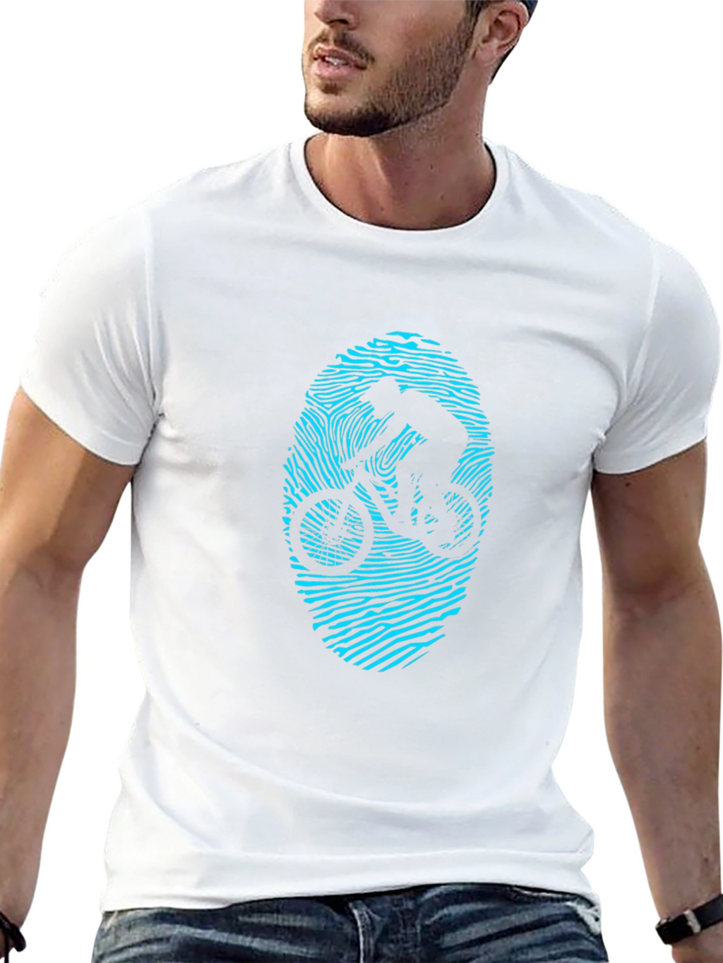 Mountain Bike Fingerprint Graphic T-Shirt