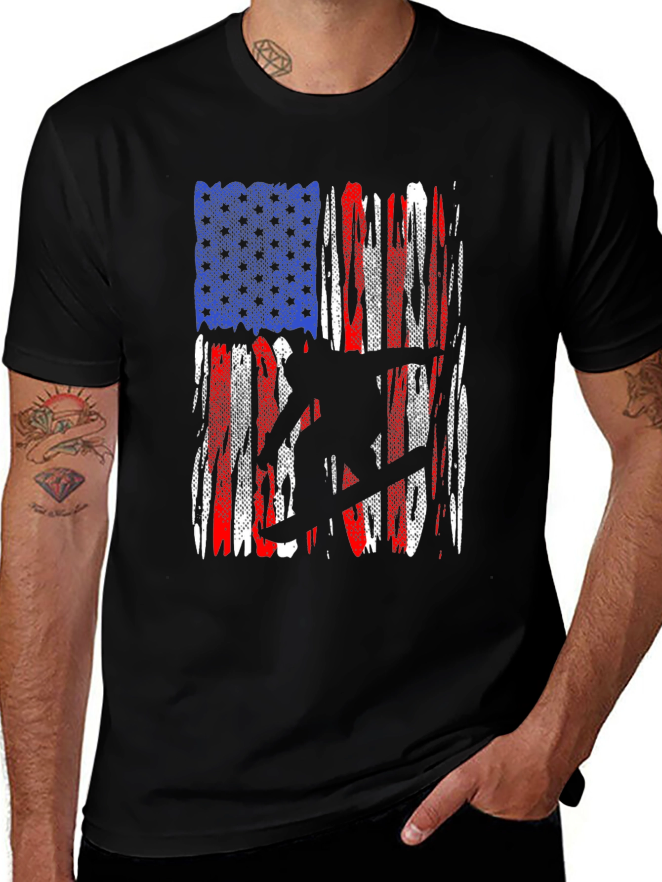 American Flag Snowboarder Graphic T-Shirt