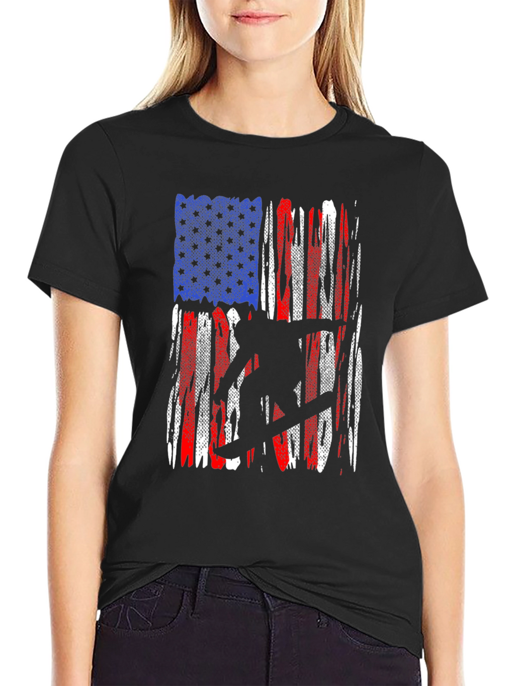 American Flag Snowboarder Graphic T-Shirt