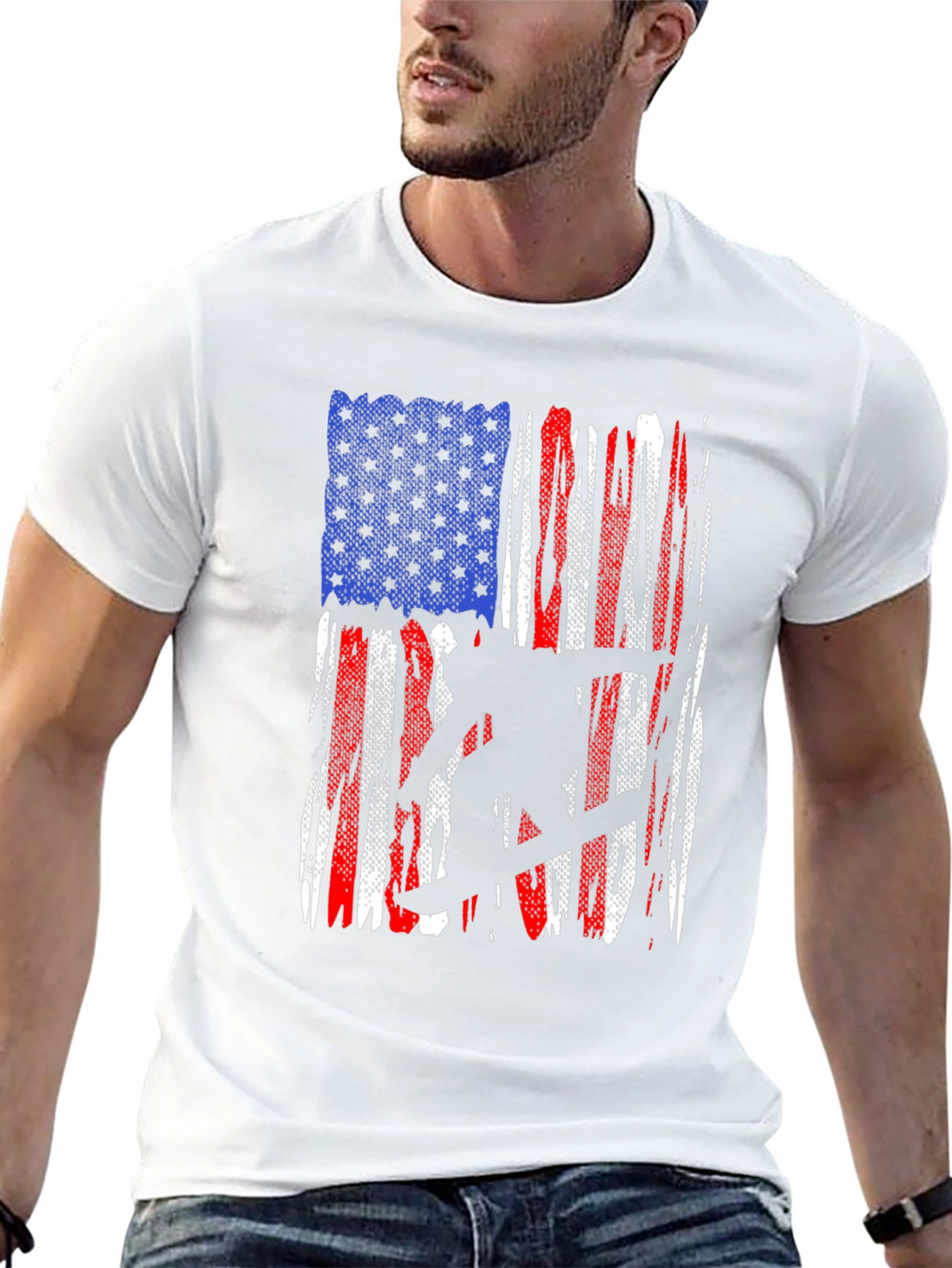 American Flag Snowboarder Graphic T-Shirt