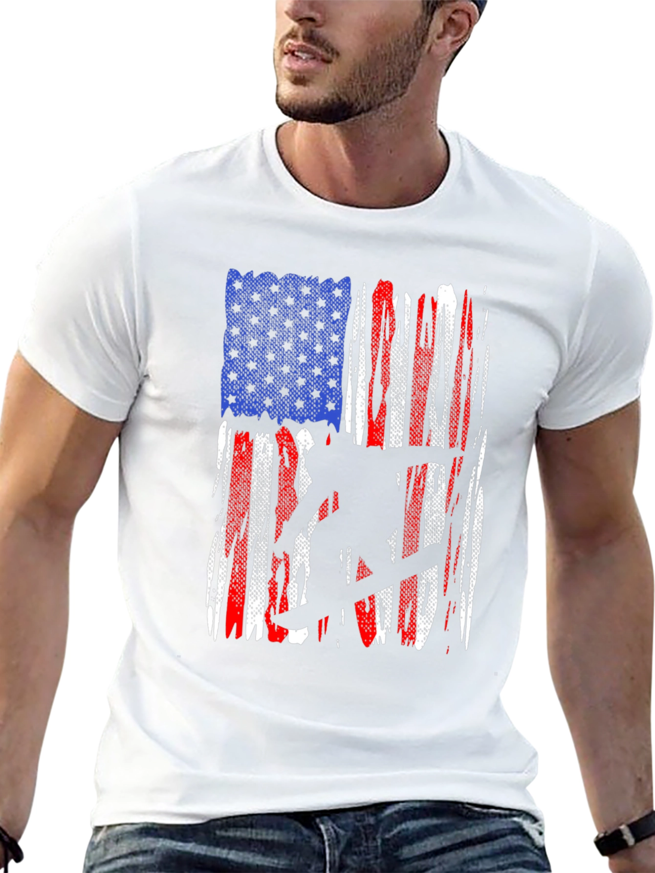 American Flag Snowboarder Graphic T-Shirt