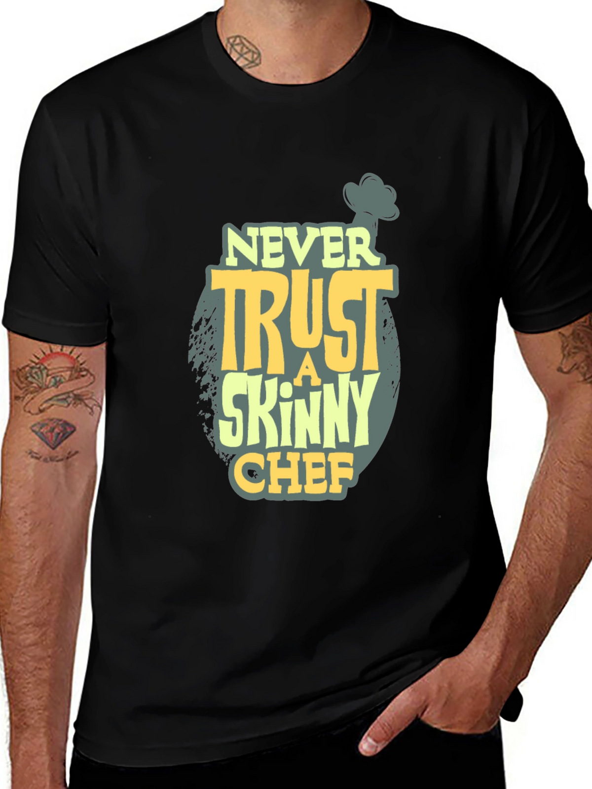 Never Trust a Skinny Chef T-Shirt - Funny Cook Tee