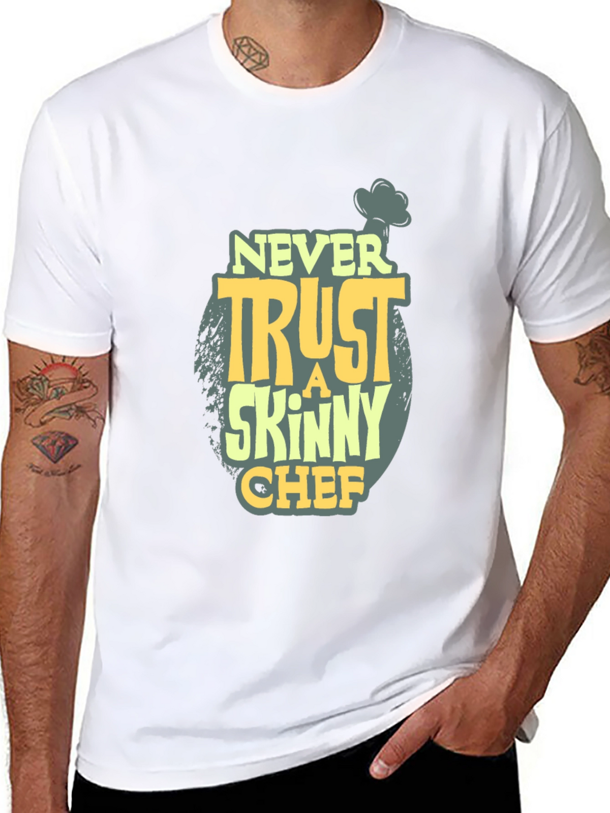 Never Trust a Skinny Chef T-Shirt - Funny Cook Tee