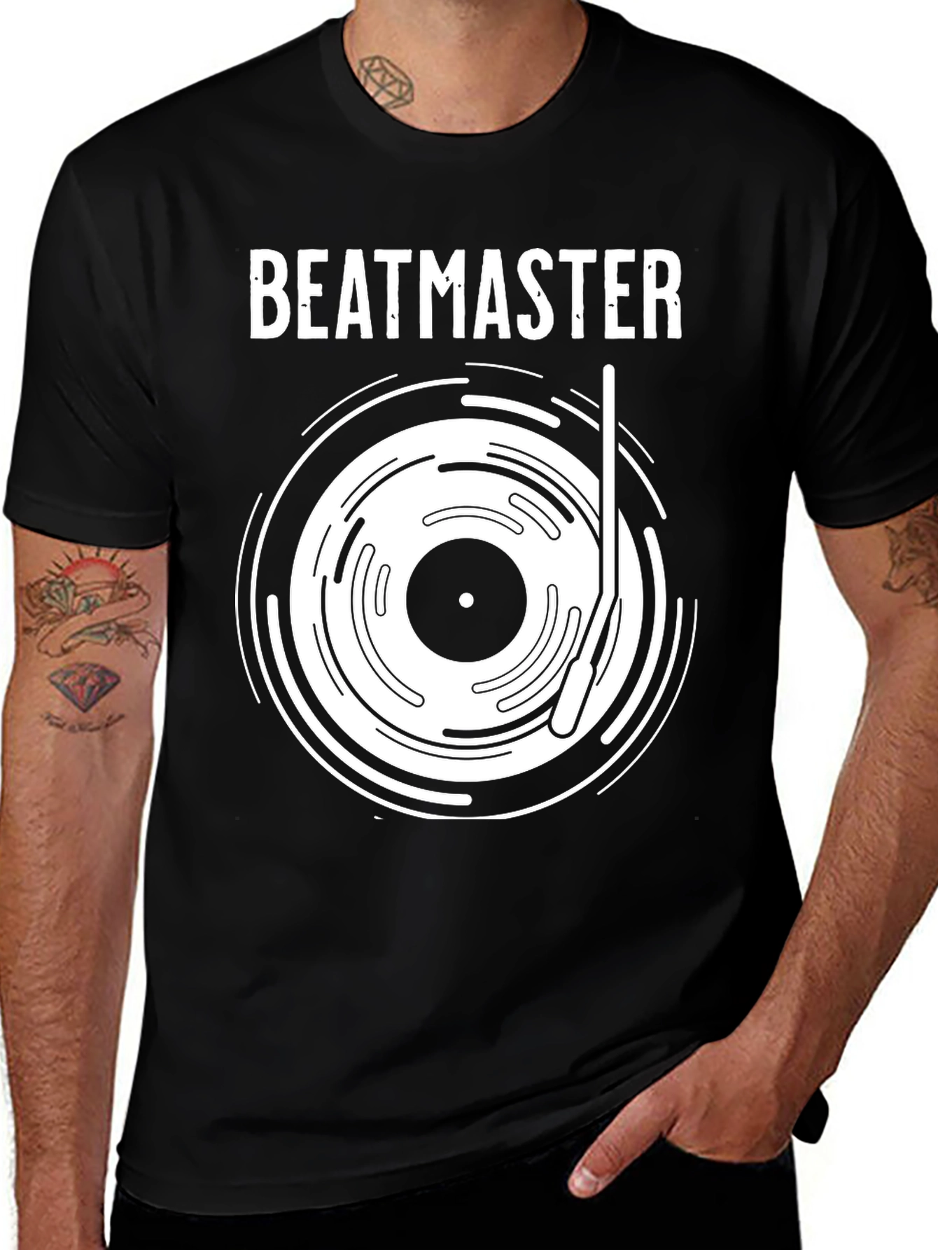 Beatmaster Black Graphic Tee for Music Lovers
