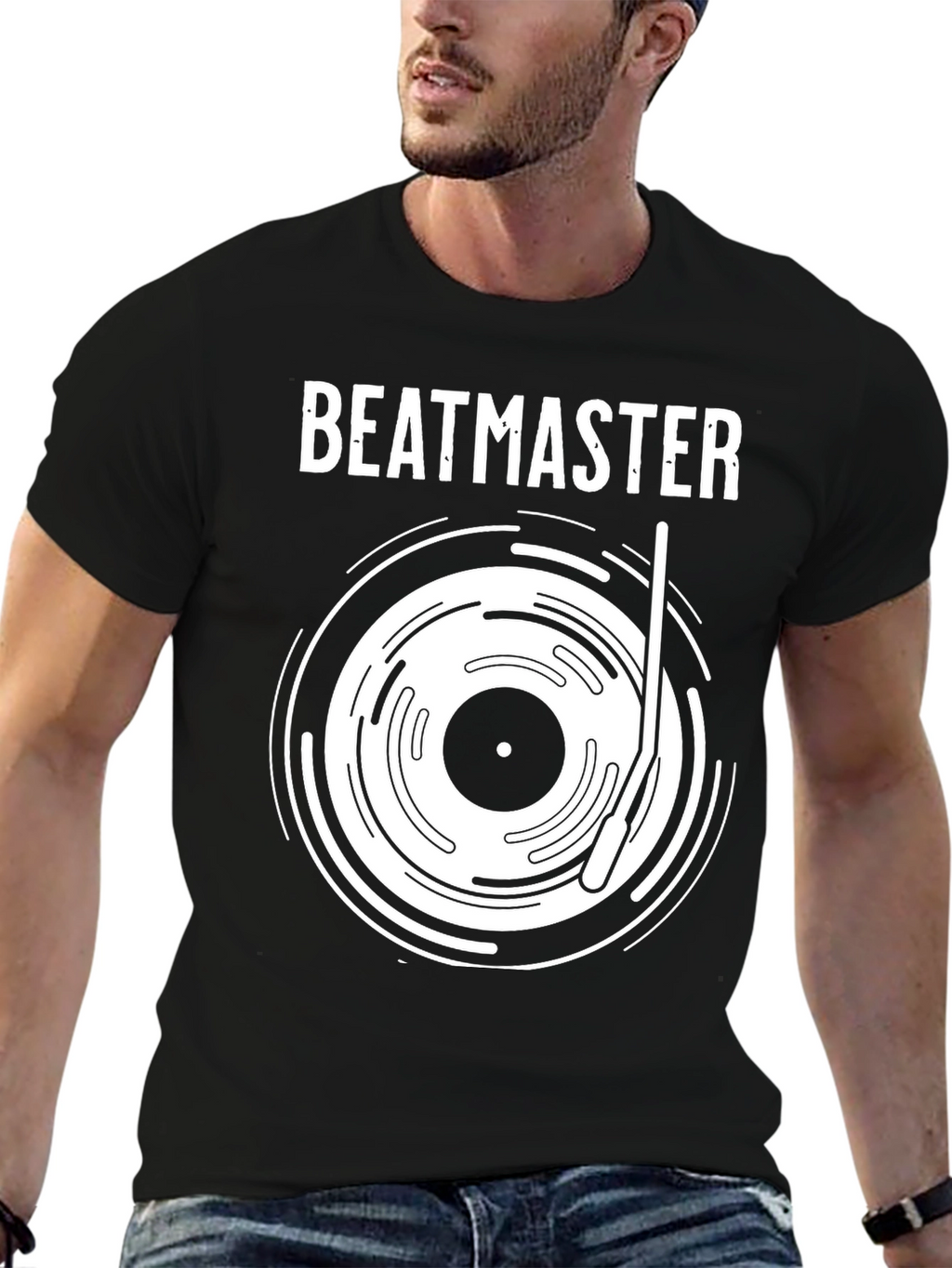 Beatmaster Black Graphic Tee for Music Lovers