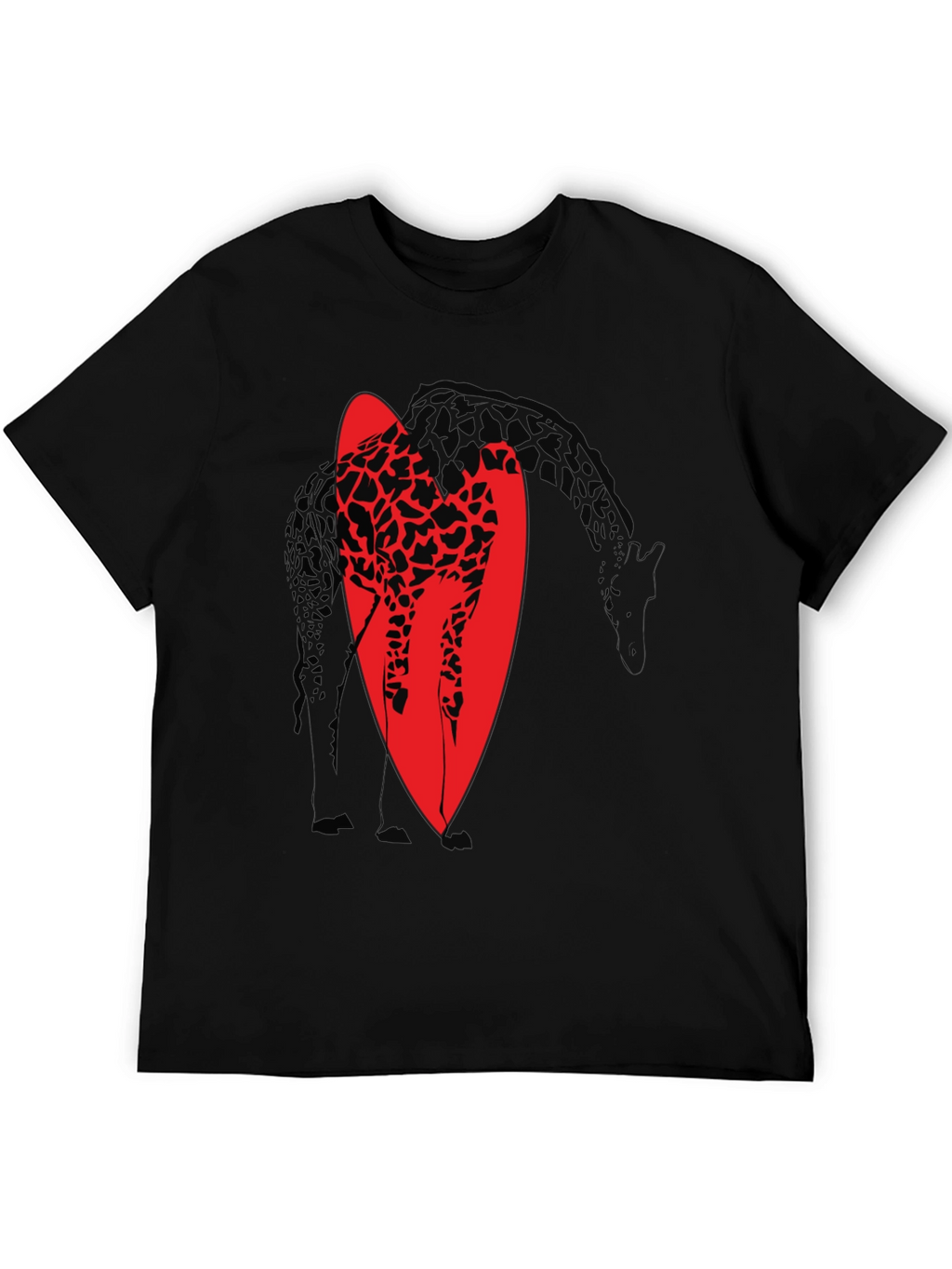 Giraffe Silhouette Graphic T-Shirt - Black
