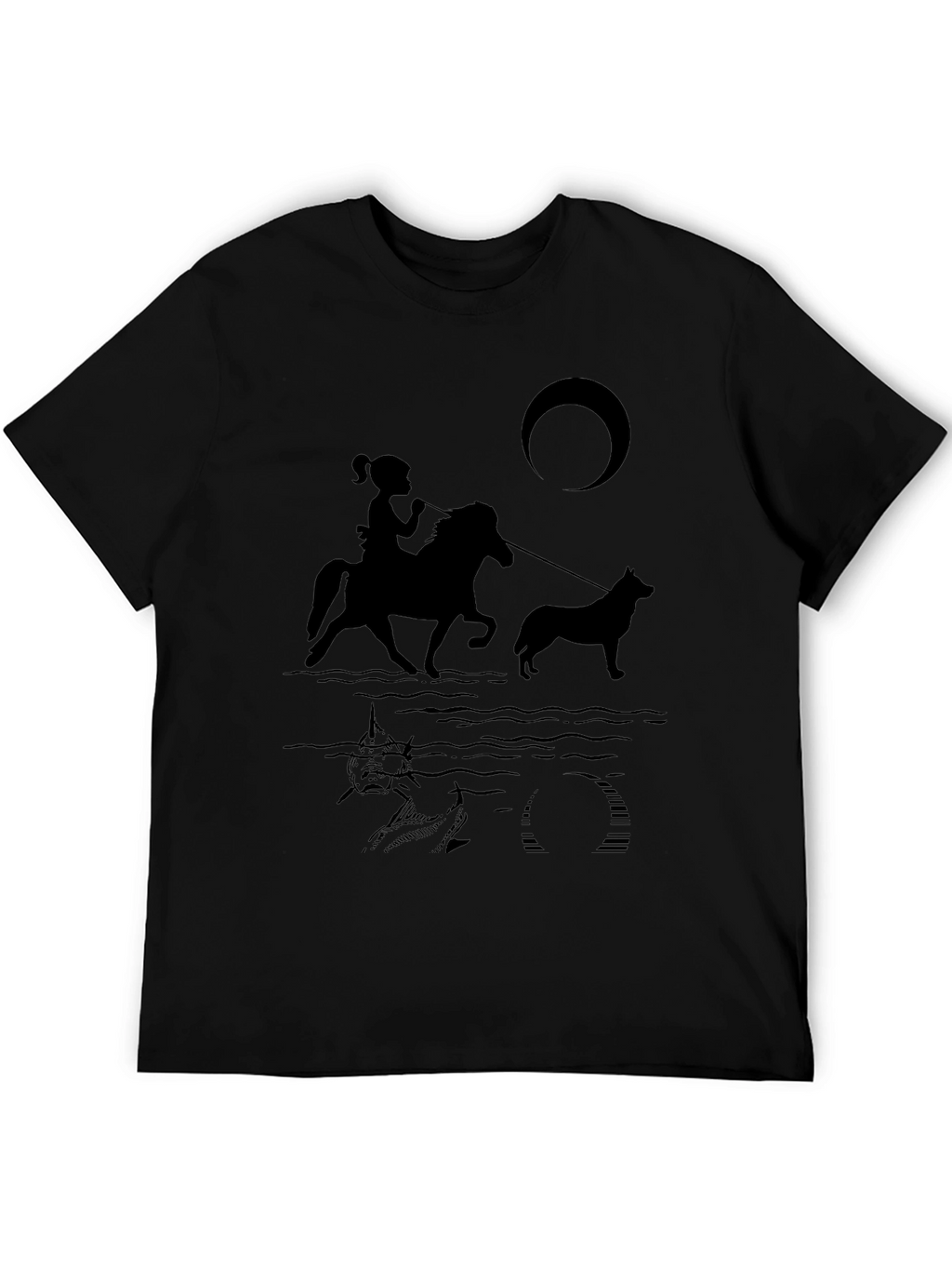 Girl Horseback Riding T-Shirt - Black Novelty Tee