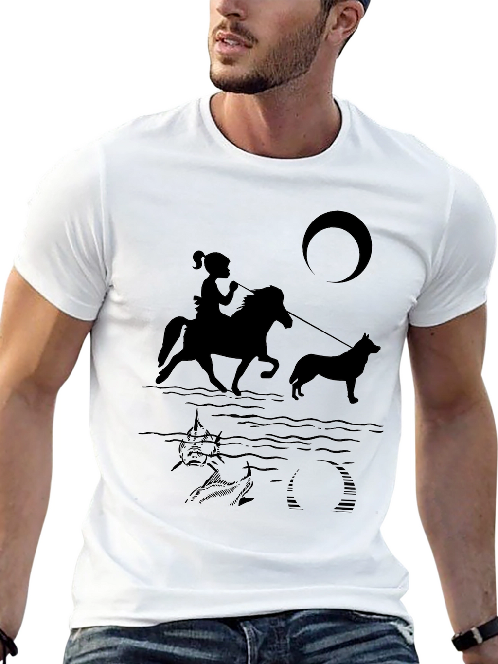 Girl Horseback Riding T-Shirt - Black Novelty Tee