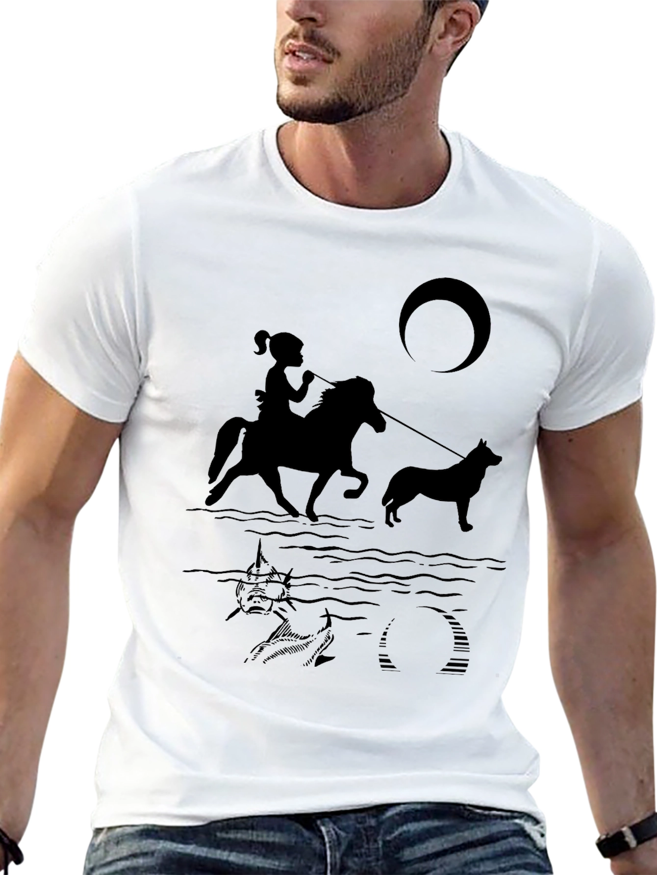 Girl Horseback Riding T-Shirt - Black Novelty Tee