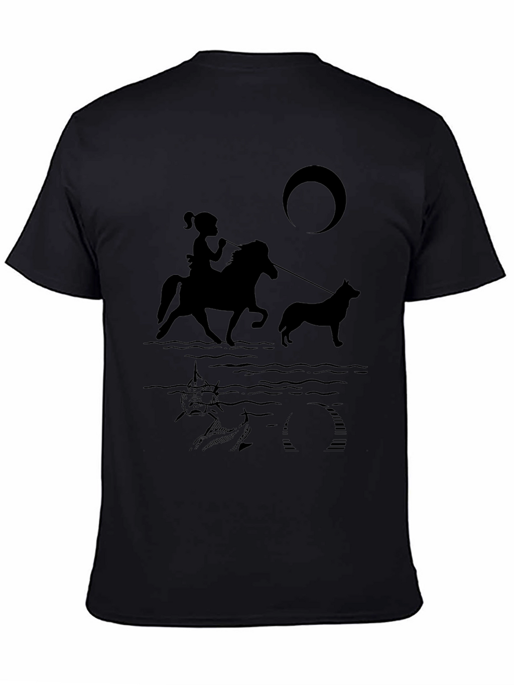 Girl Horseback Riding T-Shirt - Black Novelty Tee