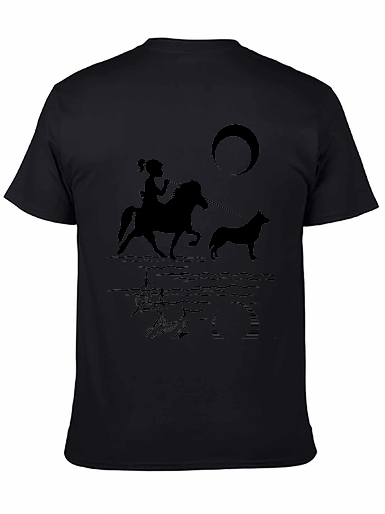Girl Horseback Riding T-Shirt - Black Novelty Tee