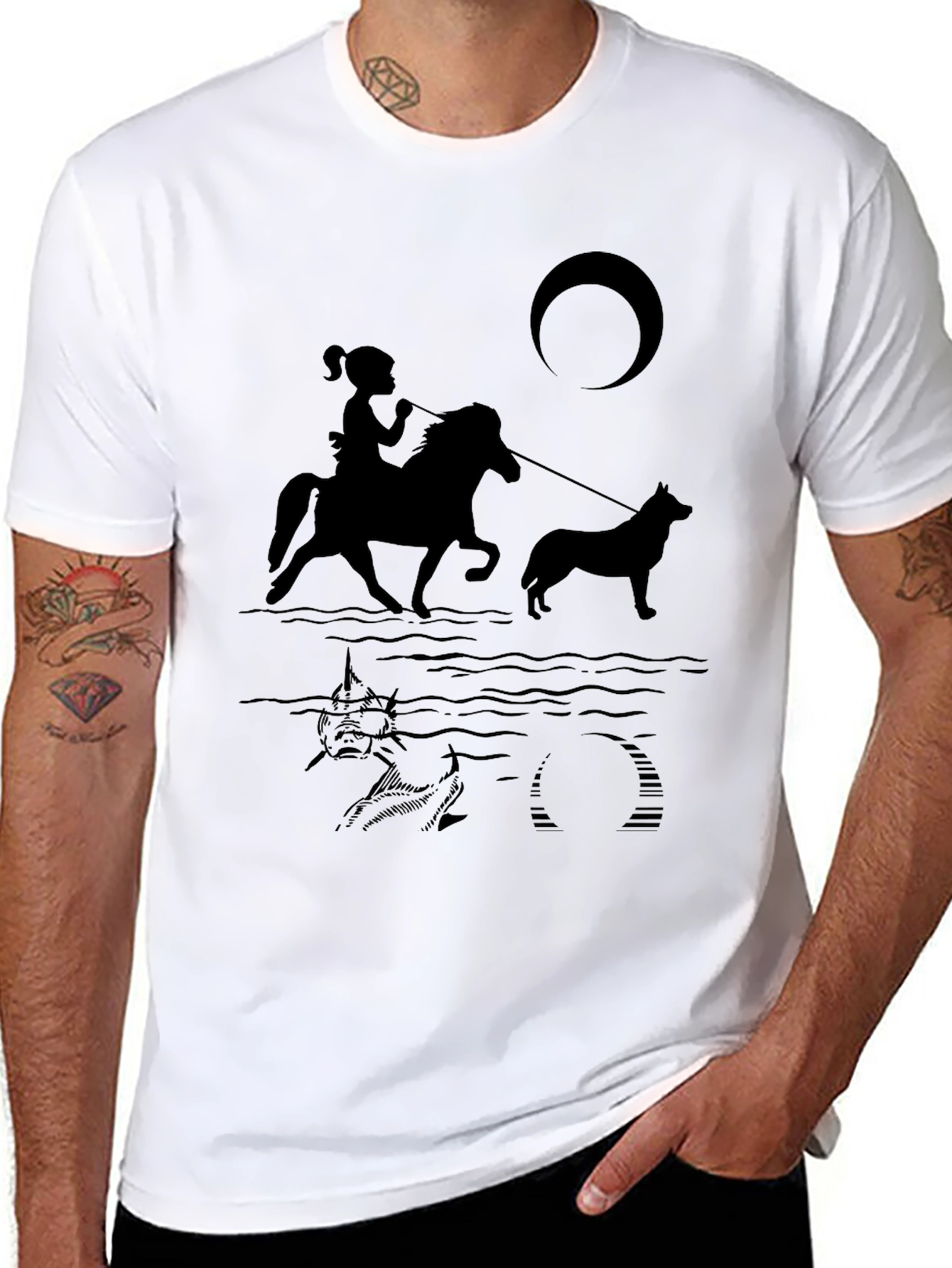 Girl Horseback Riding T-Shirt - Black Novelty Tee