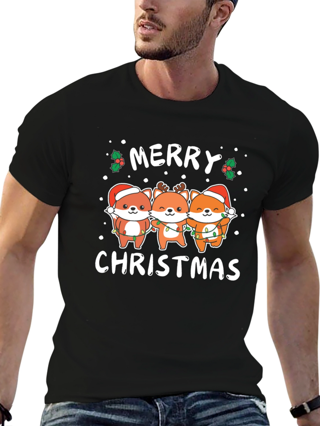 Merry Christmas Fox T-Shirt - Holiday Gift
