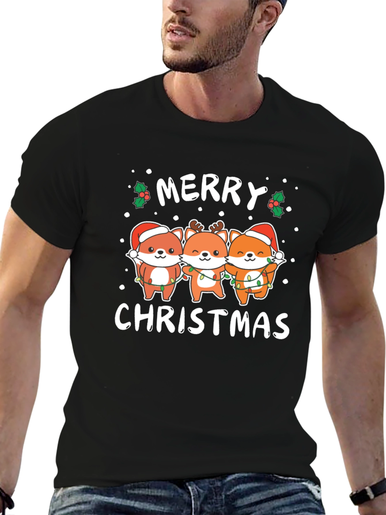 Merry Christmas Fox T-Shirt - Holiday Gift