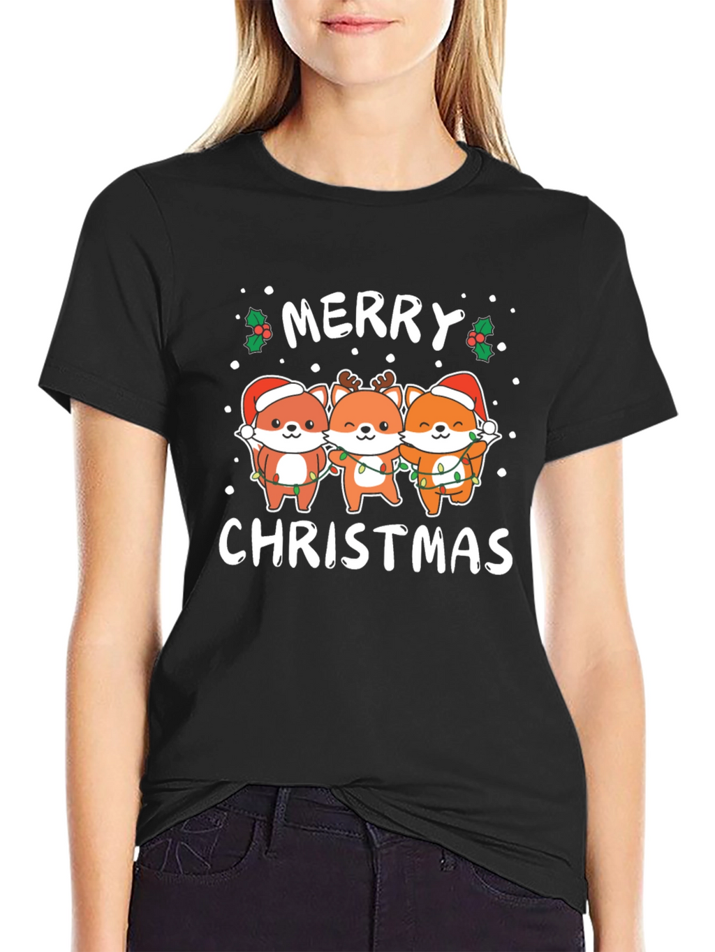 Merry Christmas Fox T-Shirt - Holiday Gift