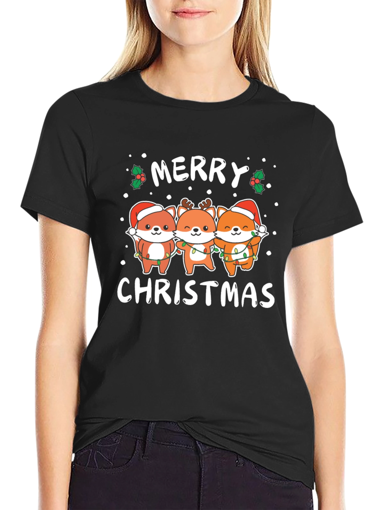 Merry Christmas Fox T-Shirt - Holiday Gift