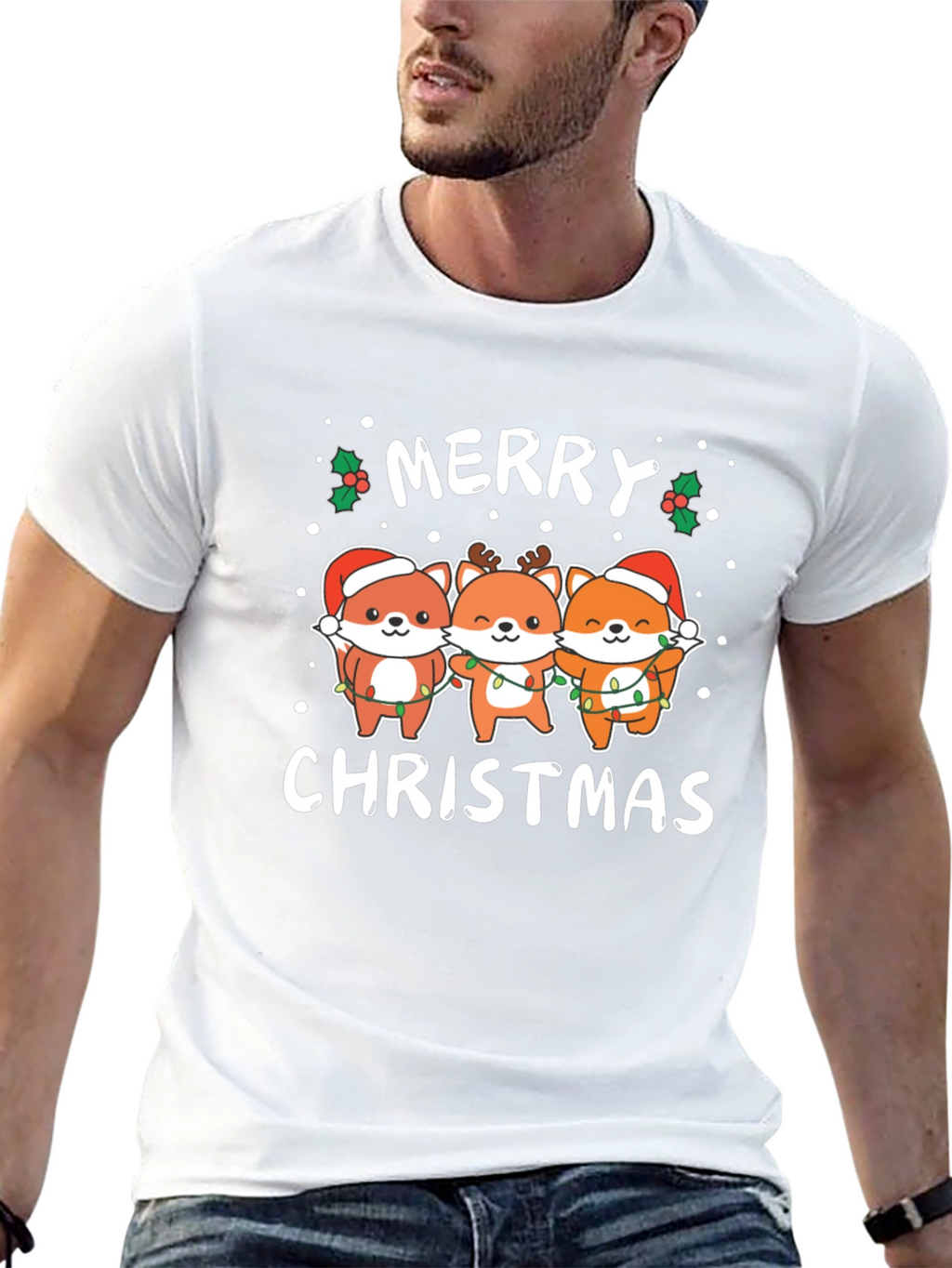 Merry Christmas Fox T-Shirt - Holiday Gift