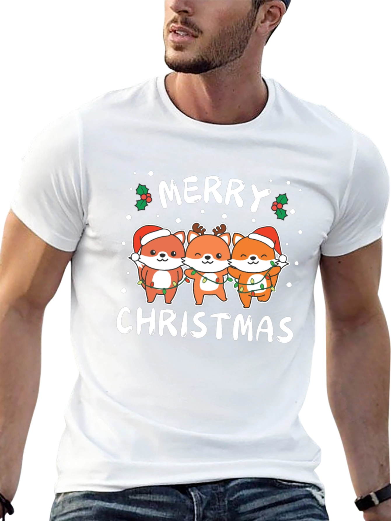 Merry Christmas Fox T-Shirt - Holiday Gift