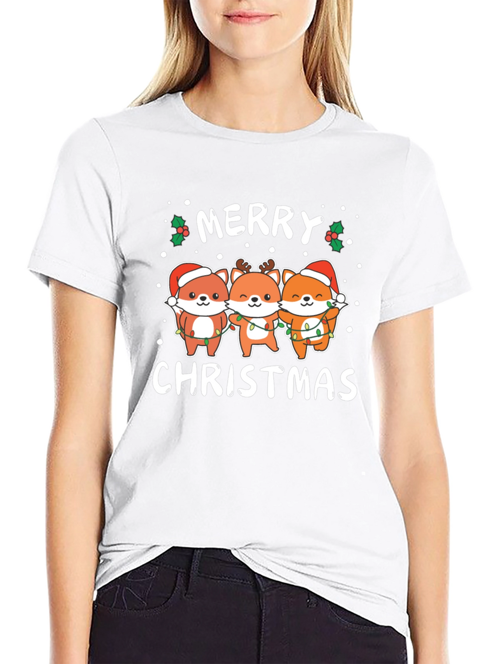Merry Christmas Fox T-Shirt - Holiday Gift