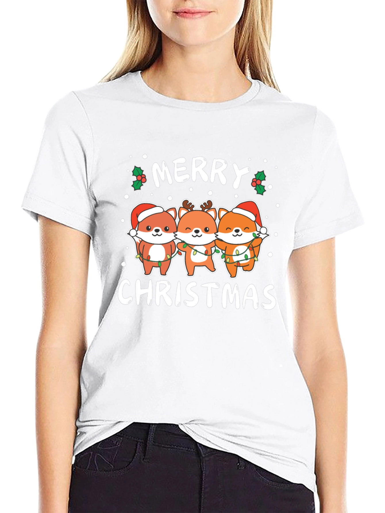 Merry Christmas Fox T-Shirt - Holiday Gift