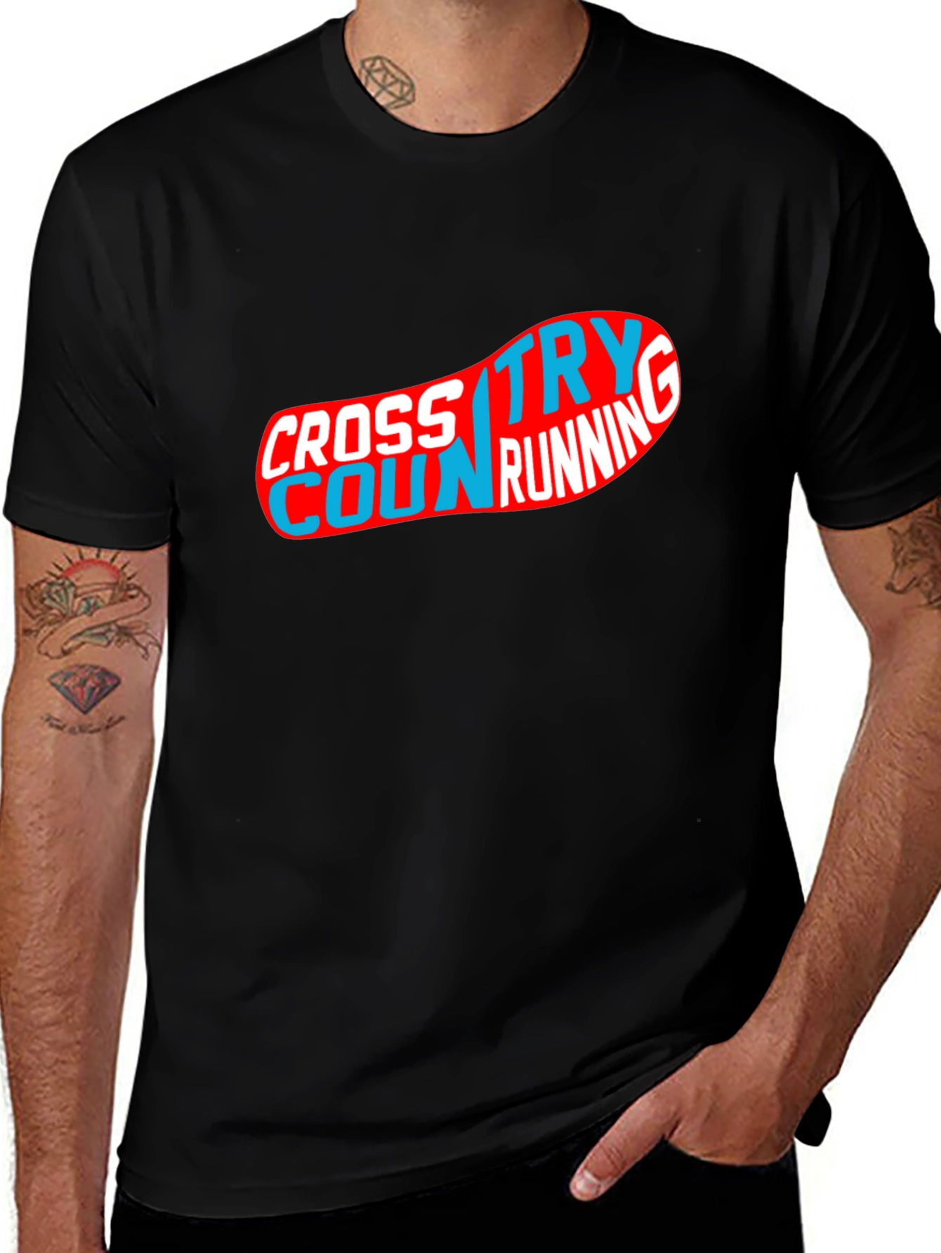 Cross Country Running Graphic Tee - Black