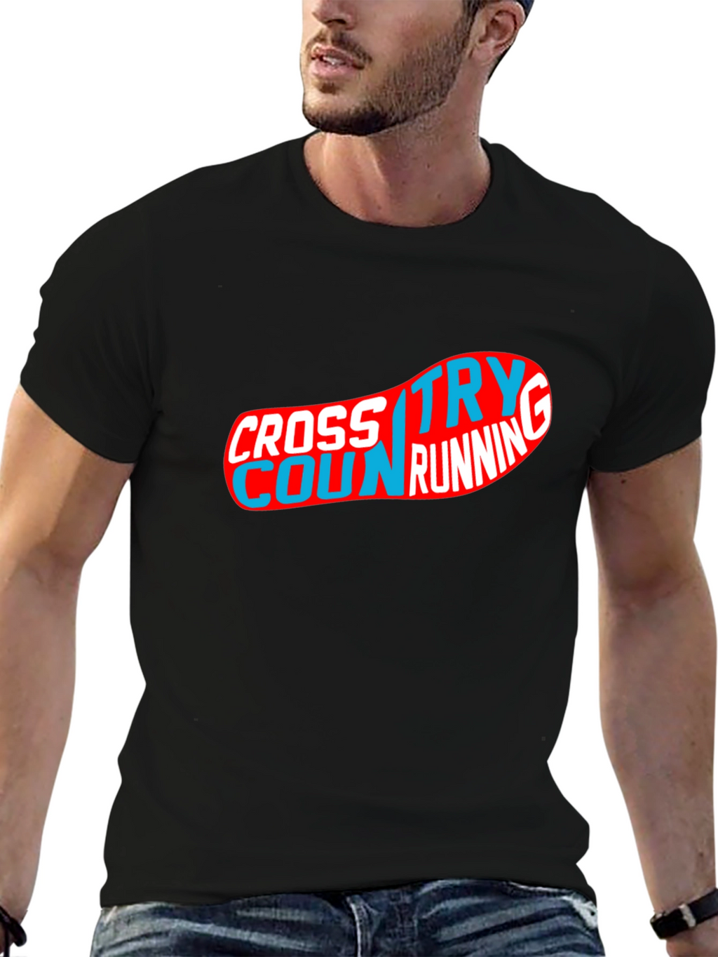 Cross Country Running Graphic Tee - Black