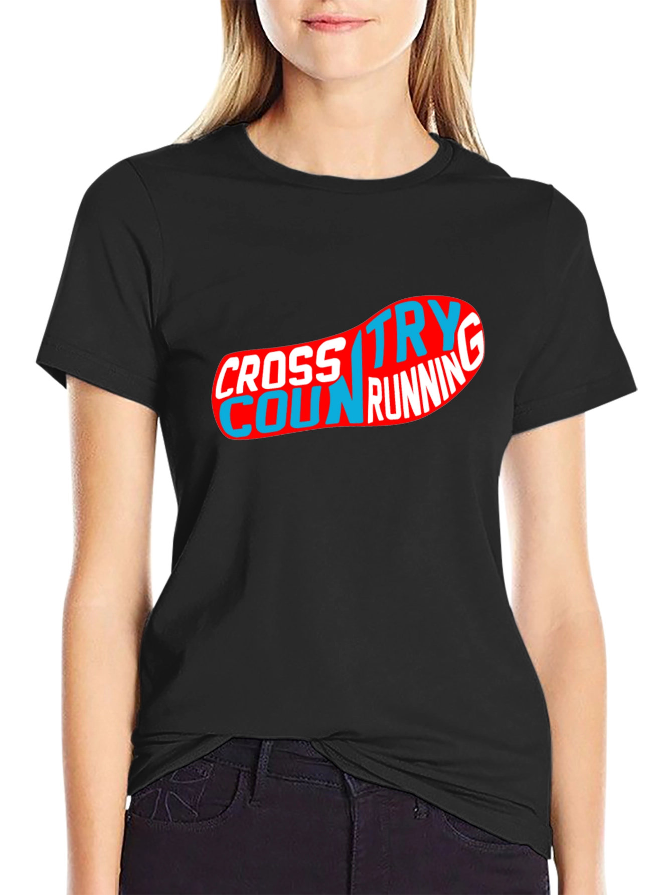 Cross Country Running Graphic Tee - Black