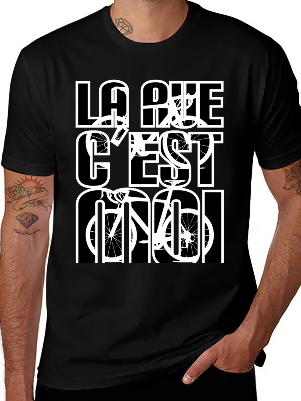 La Rue Cest Moi Black Graphic T-Shirt