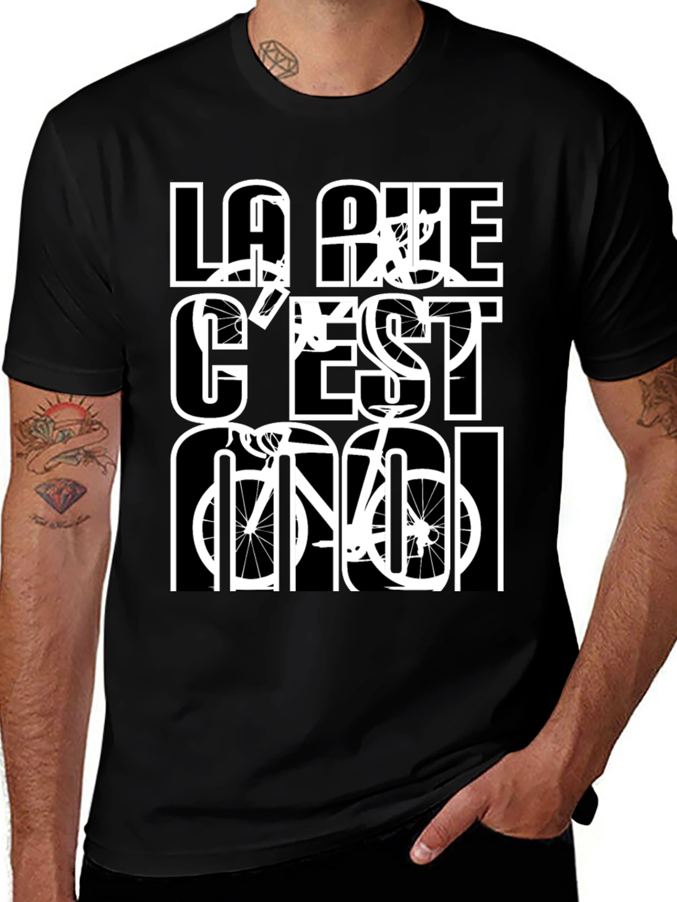 La Rue Cest Moi Black Graphic T-Shirt