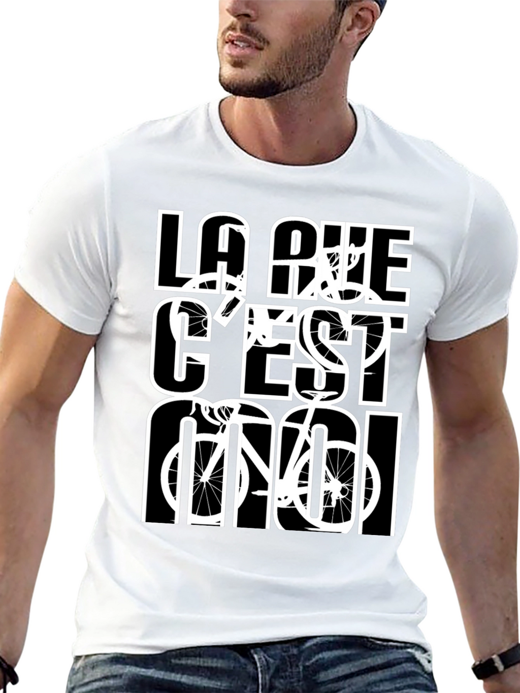 La Rue Cest Moi Black Graphic T-Shirt