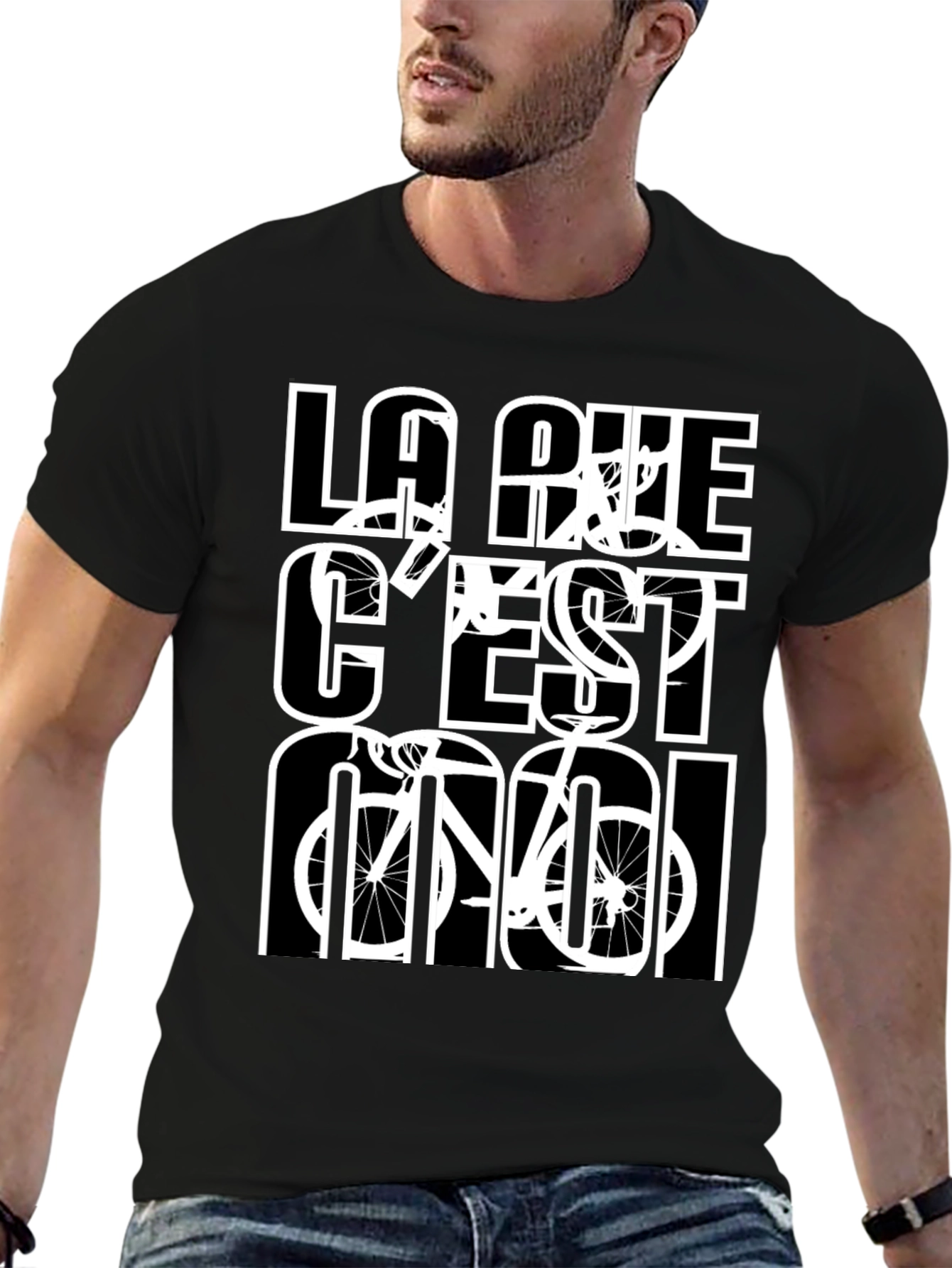 La Rue Cest Moi Black Graphic T-Shirt