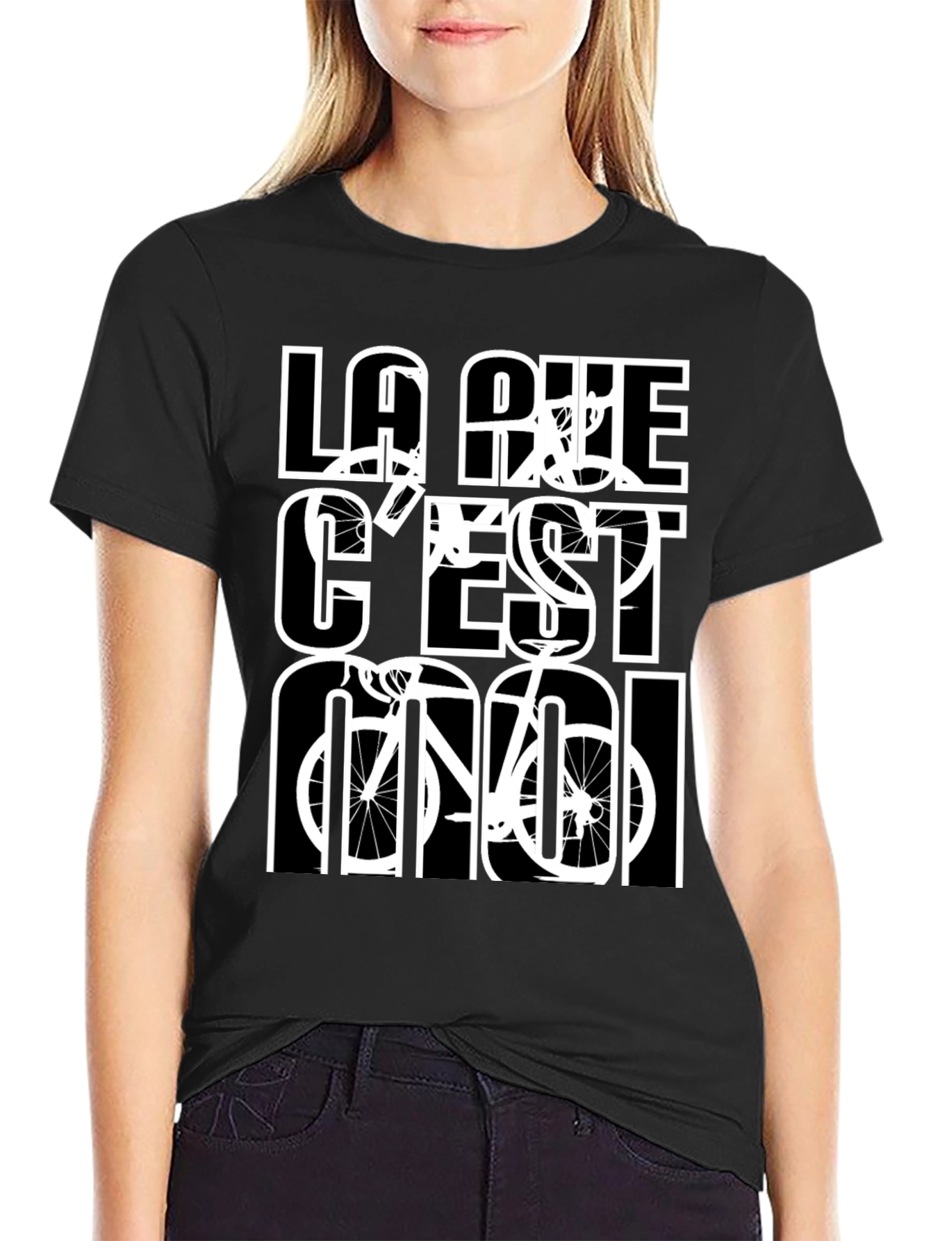 La Rue Cest Moi Black Graphic T-Shirt