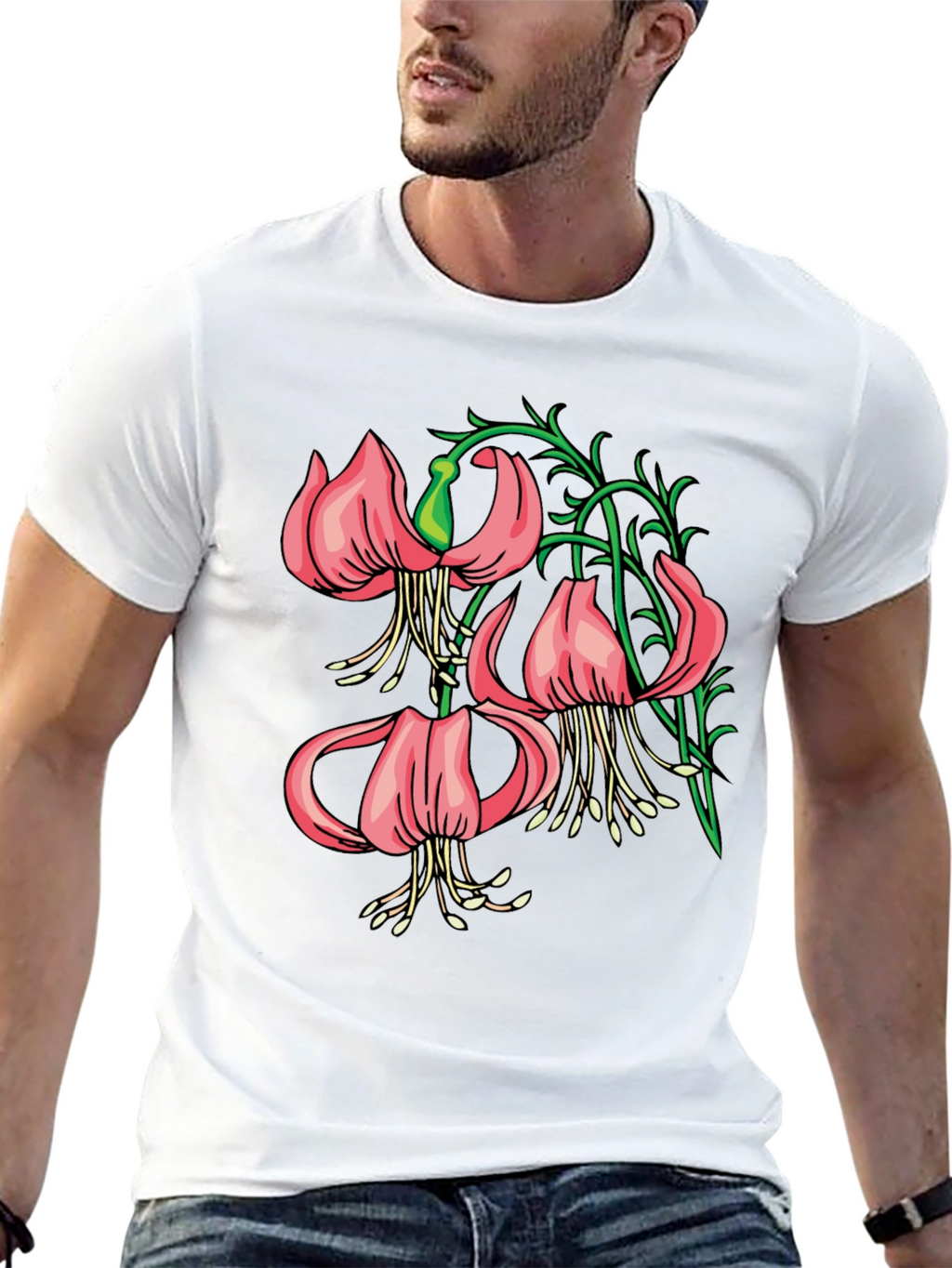 Floral Lily Graphic Black T-Shirt