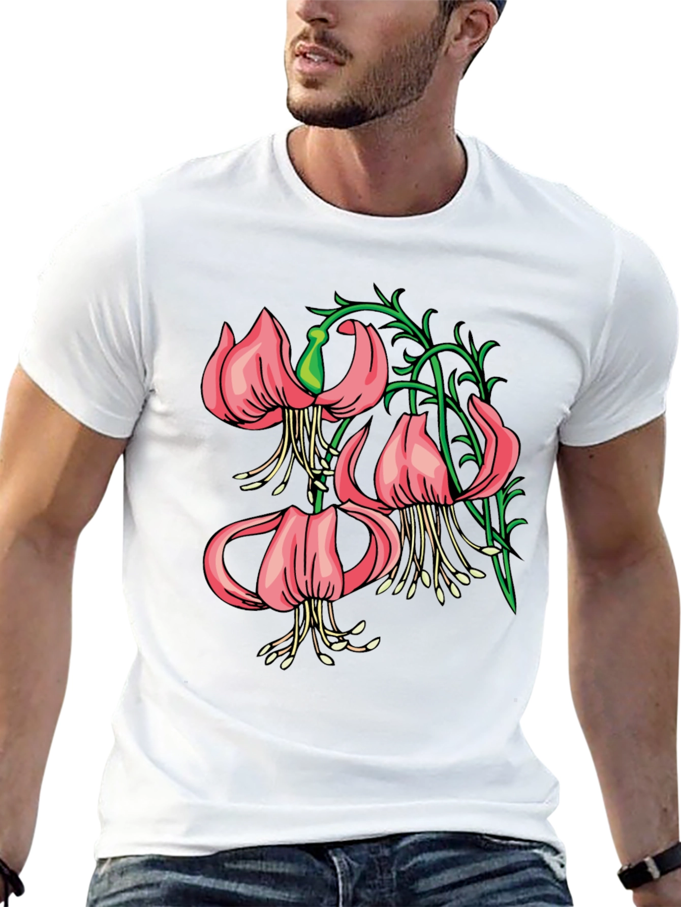 Floral Lily Graphic Black T-Shirt