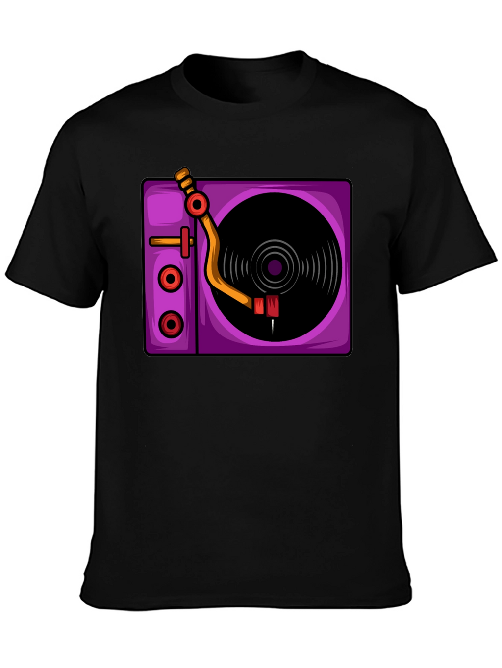 Retro Turntable Graphic T-Shirt - Black