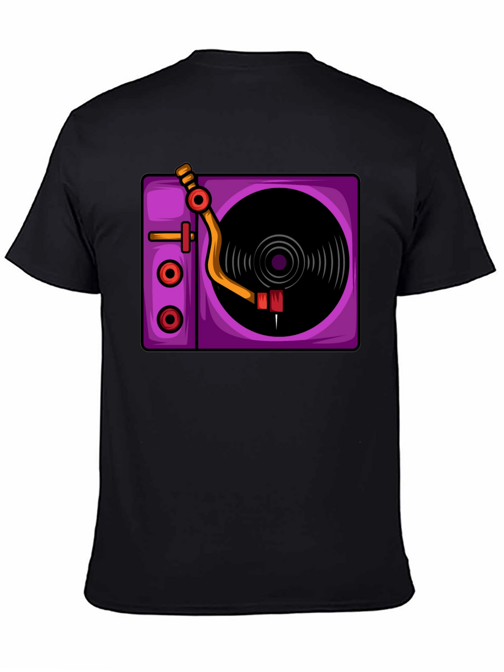 Retro Turntable Graphic T-Shirt - Black