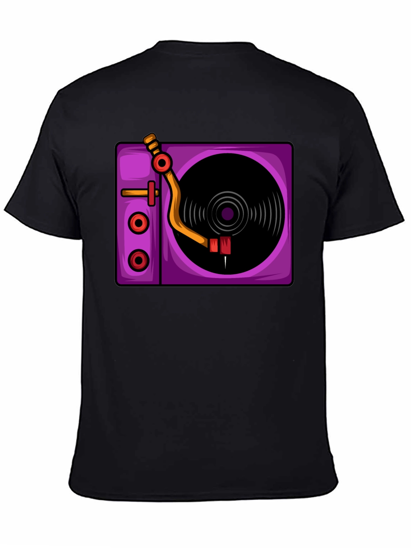 Retro Turntable Graphic T-Shirt - Black