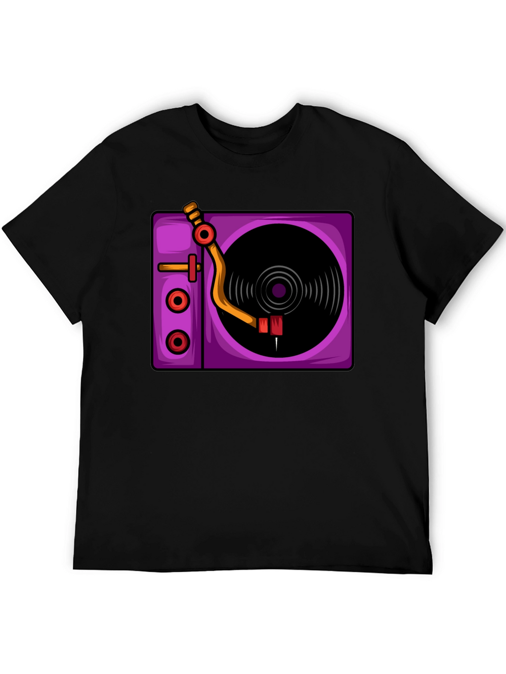 Retro Turntable Graphic T-Shirt - Black