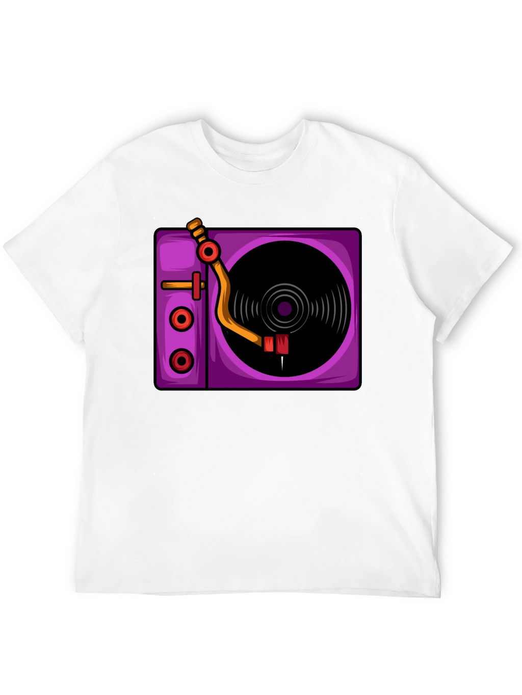 Retro Turntable Graphic T-Shirt - Black