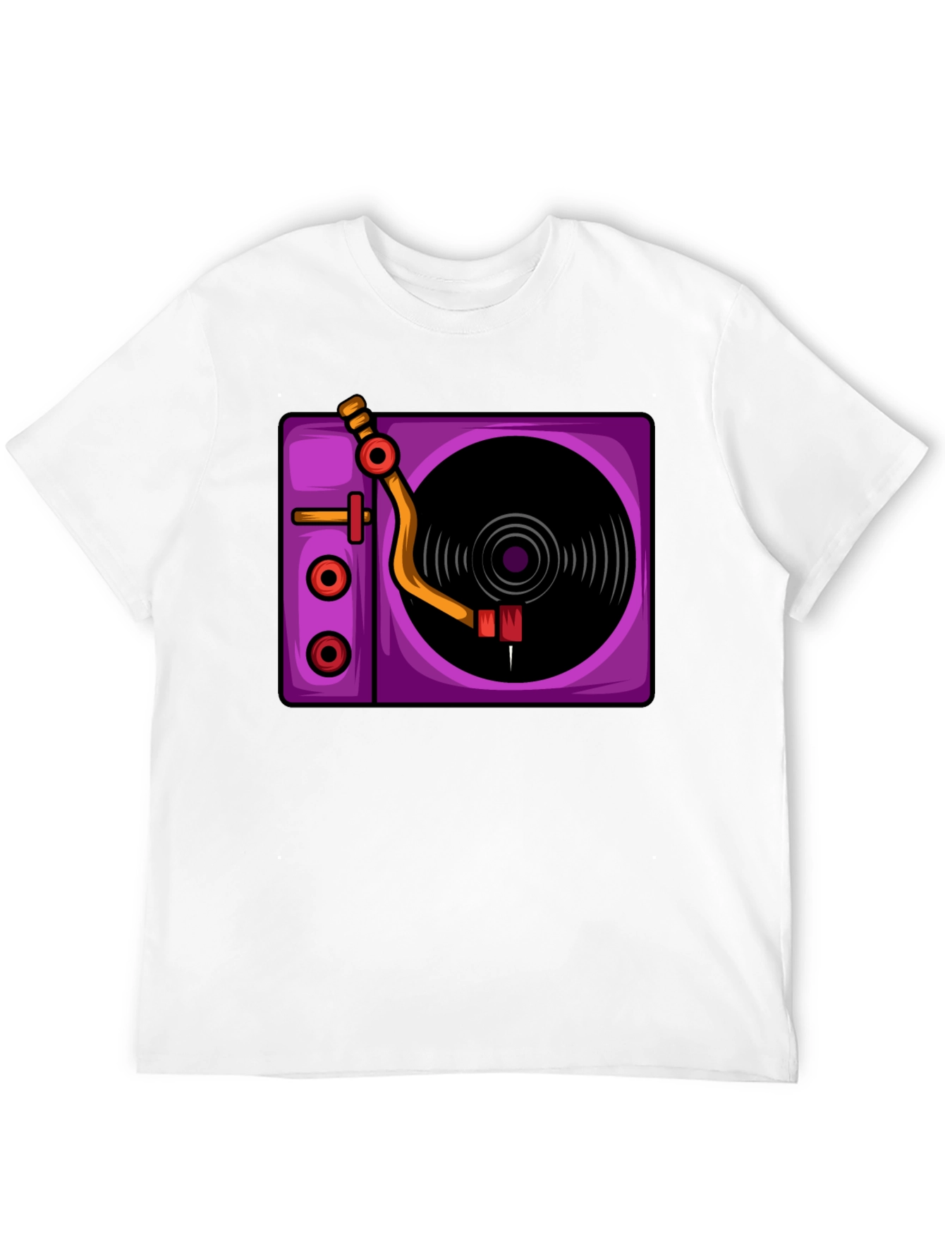 Retro Turntable Graphic T-Shirt - Black