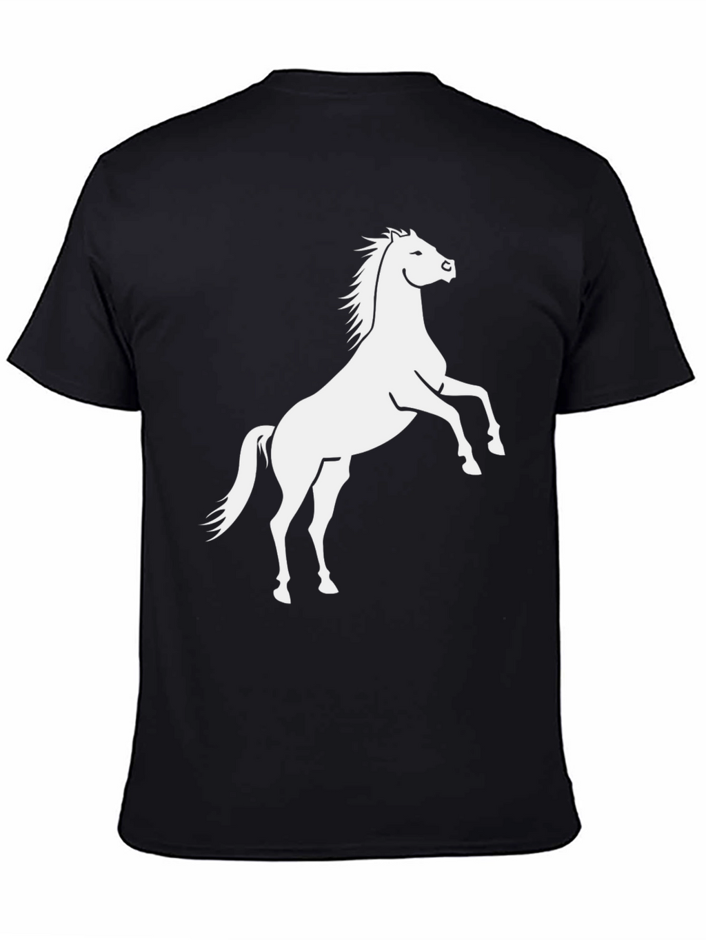 Black T-Shirt with White Horse Graphic