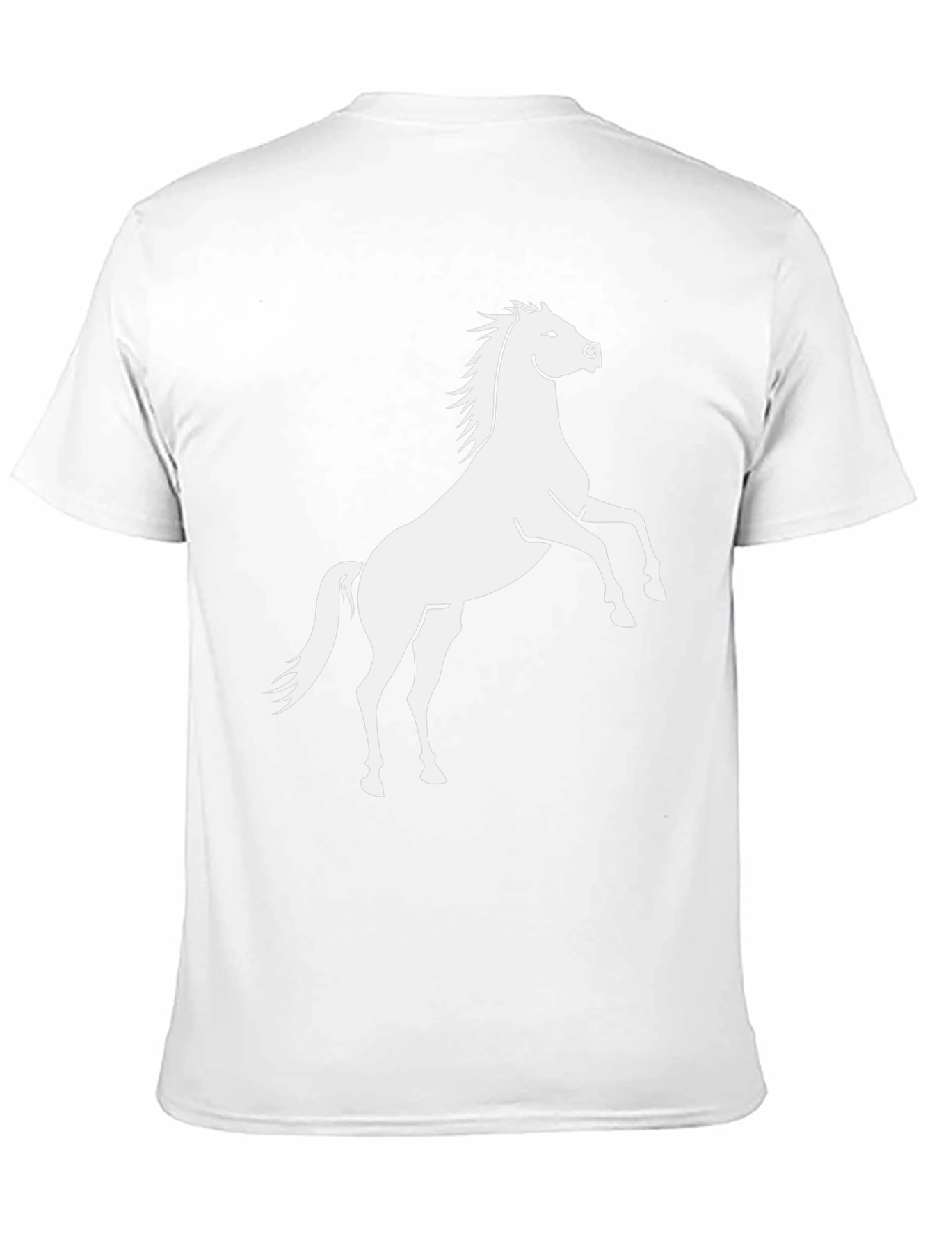 Black T-Shirt with White Horse Graphic