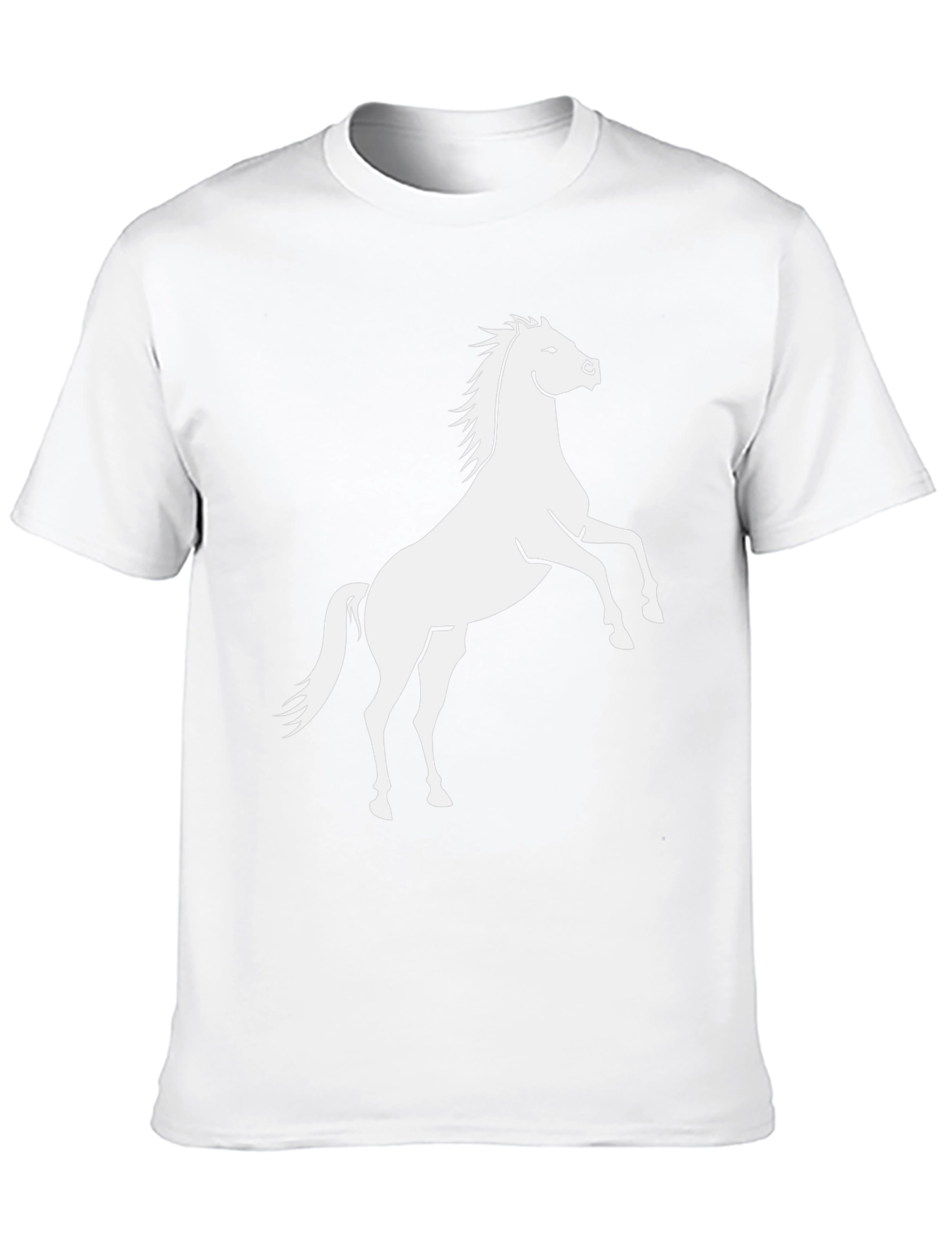 Black T-Shirt with White Horse Graphic