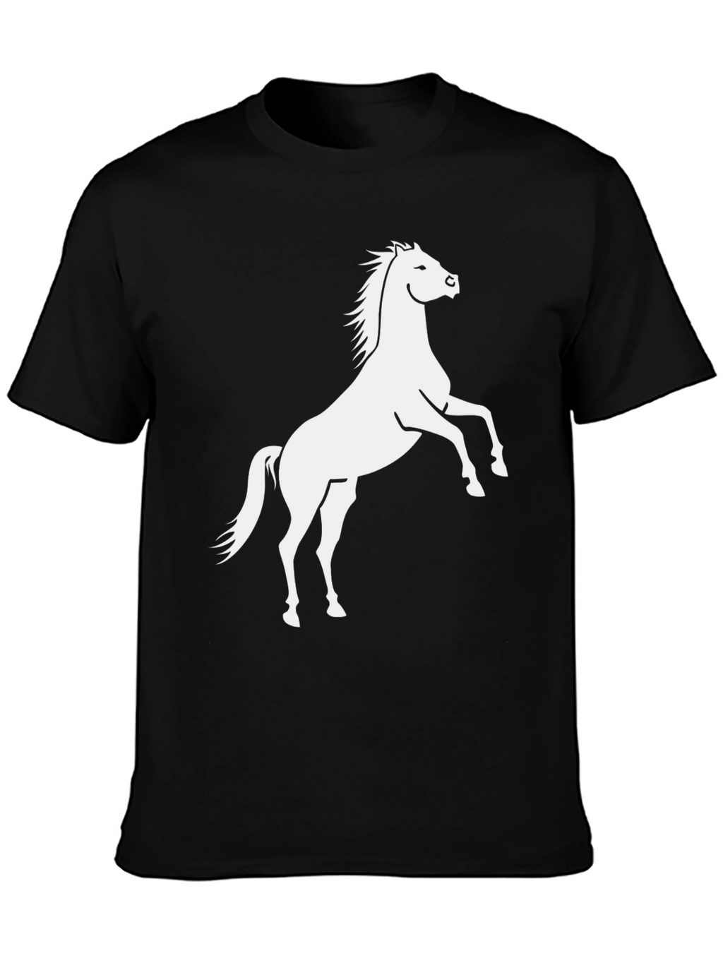 Black T-Shirt with White Horse Graphic