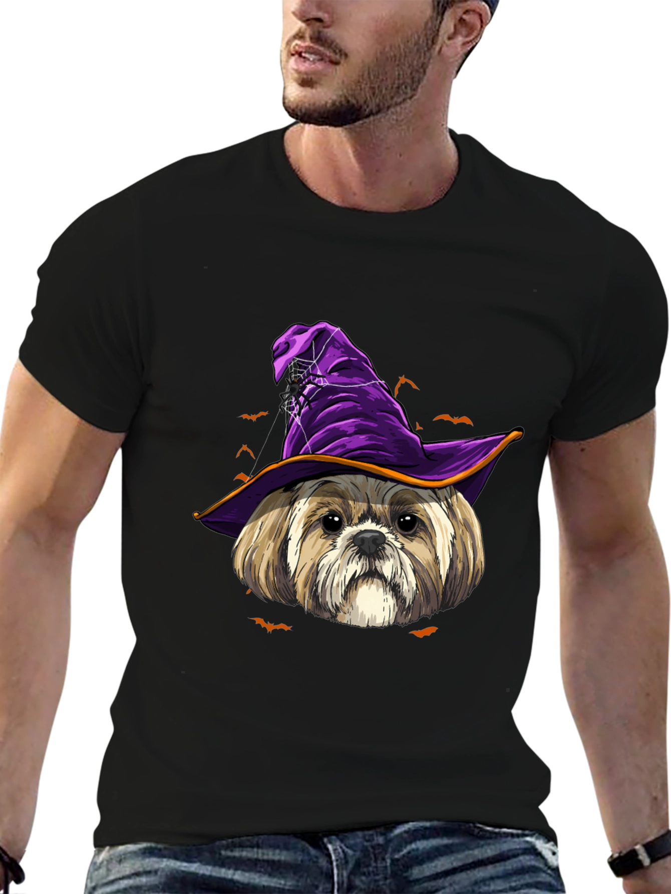Halloween Dog Witch Hat T-Shirt