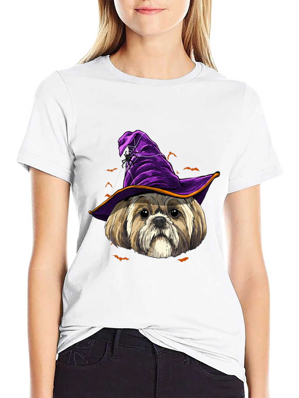 Halloween Dog Witch Hat T-Shirt