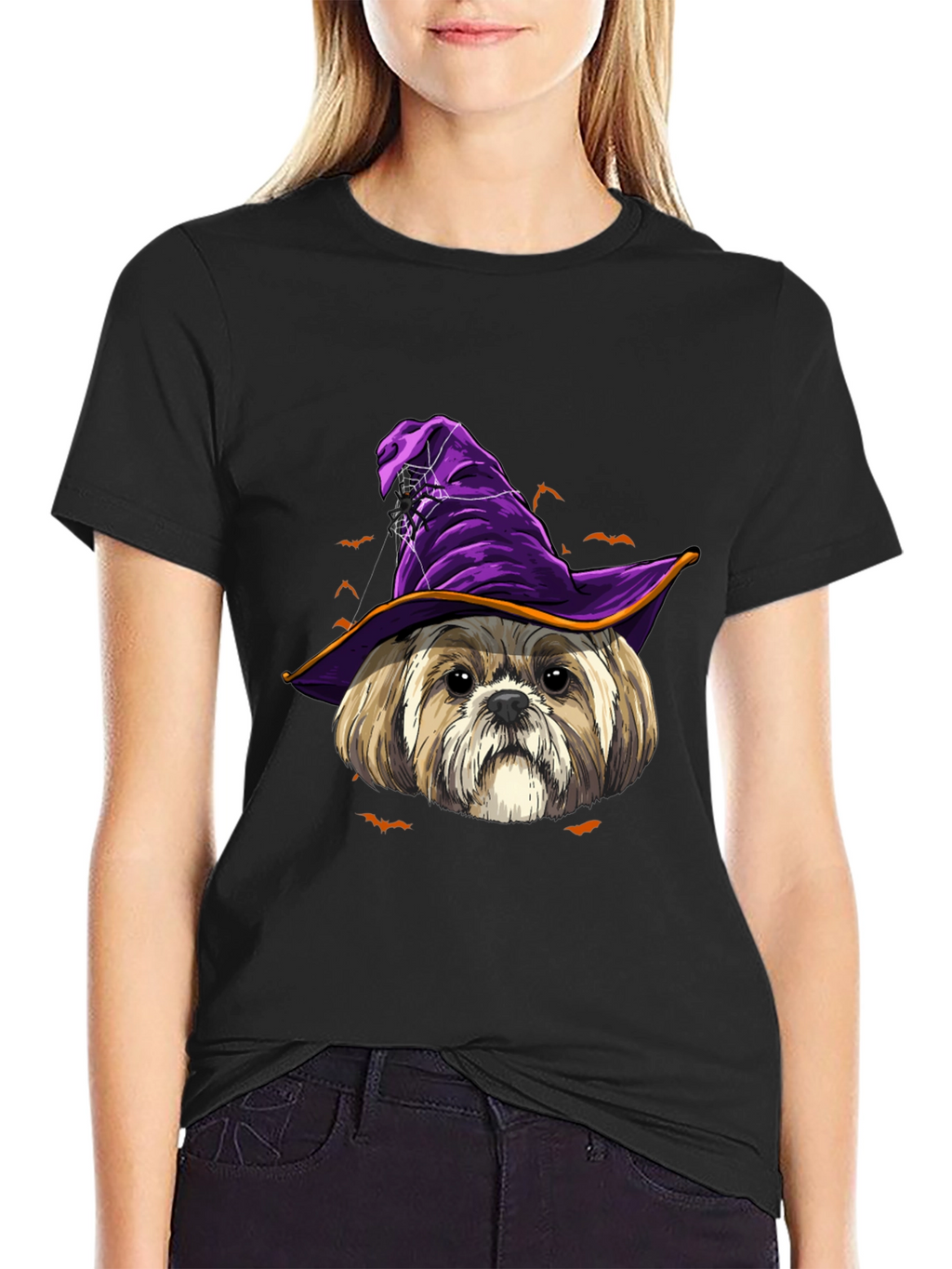 Halloween Dog Witch Hat T-Shirt
